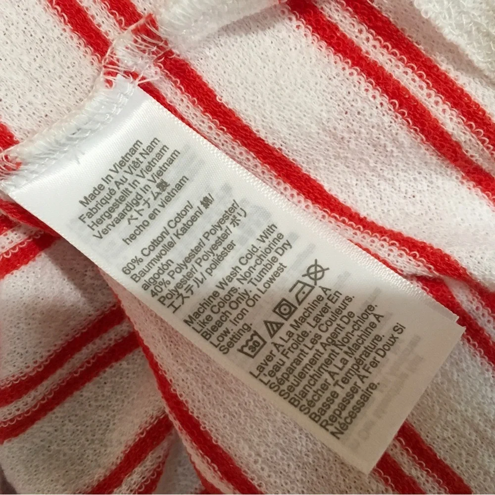 J.Crew white Orange Striped towel terry open sweater top hoodie - Picture 5 of 7